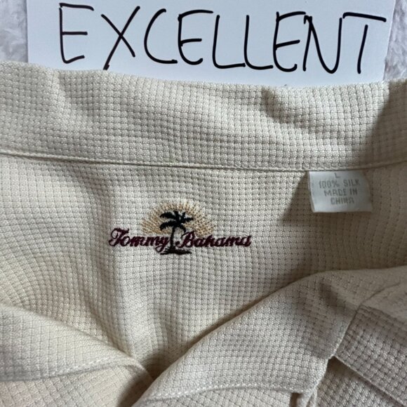 Tommy Bahama Mens Beige Short Sleeve 100% Silk Button-Up Camp Shirt XL Casual - Picture 3 of 7